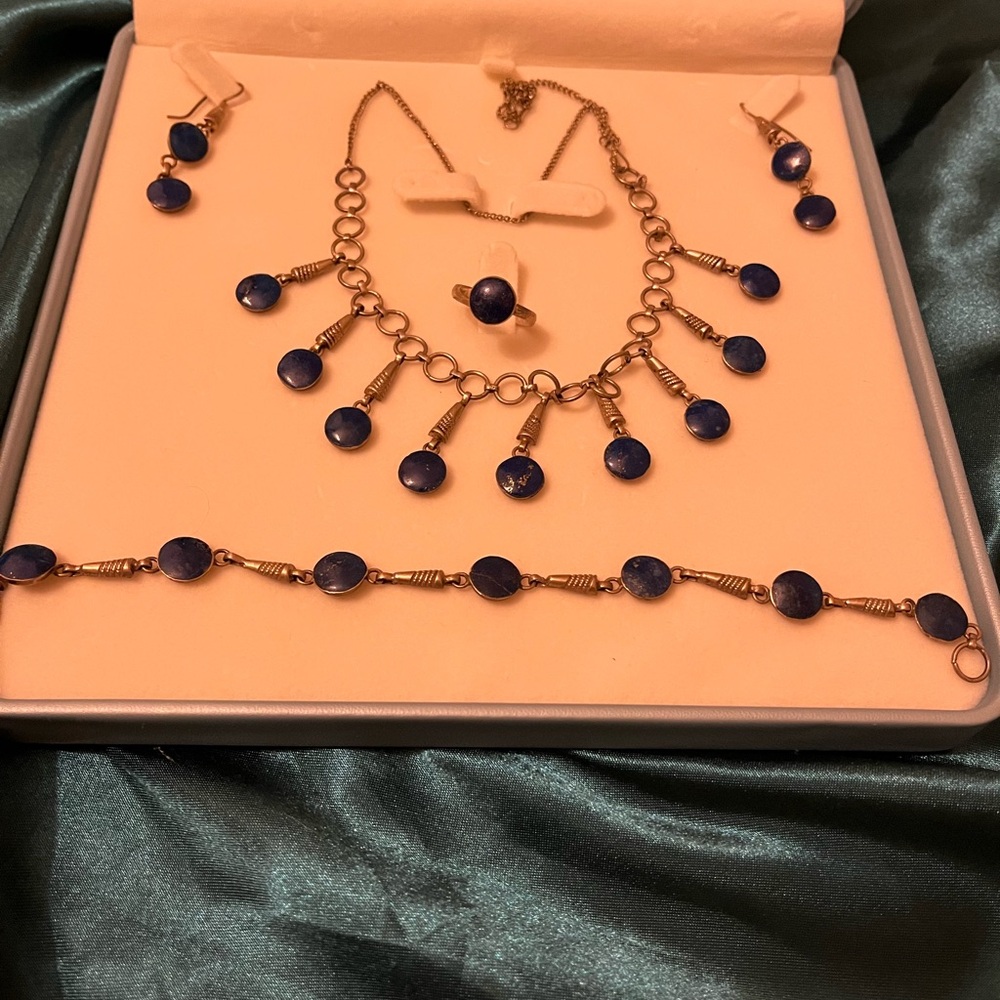 lapis lazuli 5  piece jewelry set